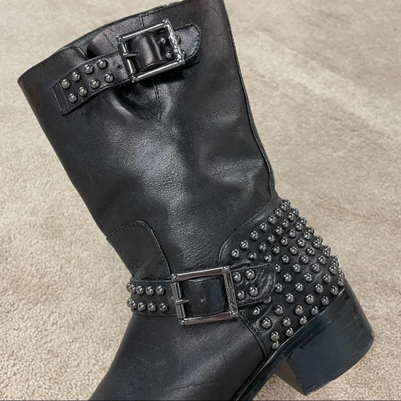 Vince Camuto Signature WARIS Moto Boots BLACK GUNMETAL - Picture 5 of 13